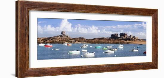 The Natural Monument Le De and Fishing Boats, Tregastel, Cotes D'Armor, Brittany, France, Europe-Markus Lange-Framed Photographic Print