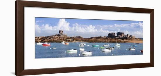 The Natural Monument Le De and Fishing Boats, Tregastel, Cotes D'Armor, Brittany, France, Europe-Markus Lange-Framed Photographic Print