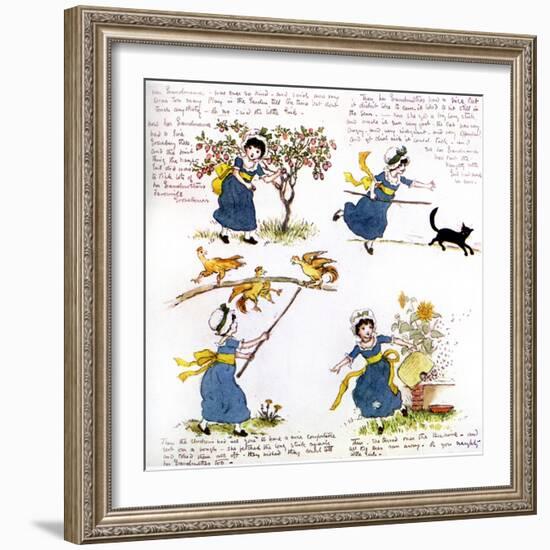 The naughty little girl who went to see her grandmama' by Kate Greenaway-Kate Greenaway-Framed Giclee Print