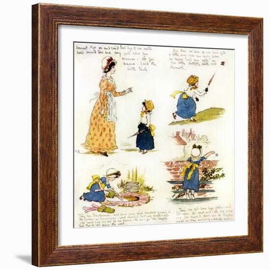 The naughty little girl who went to see her grandmama' by Kate Greenaway-Kate Greenaway-Framed Giclee Print