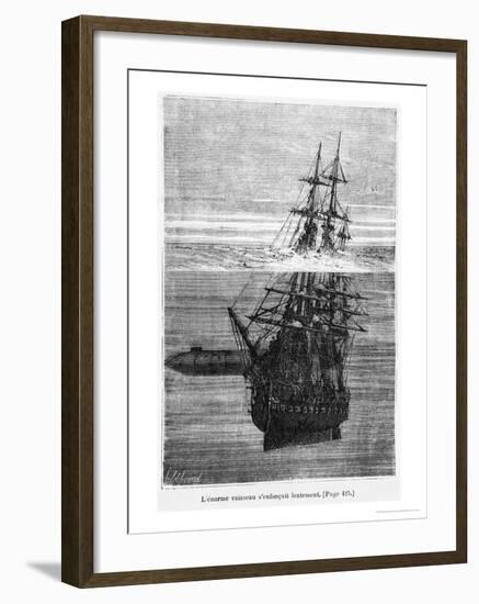 The Nautilus, Illustration from "20,000 Leagues under the Sea"-Alphonse Marie de Neuville-Framed Giclee Print