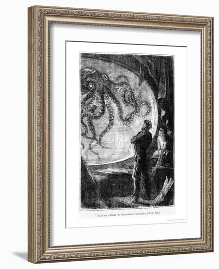 The Nautilus Passengers, Illustration from "20,000 Leagues under the Sea"-Alphonse Marie de Neuville-Framed Giclee Print