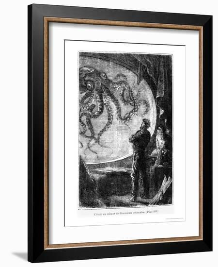 The Nautilus Passengers, Illustration from "20,000 Leagues under the Sea"-Alphonse Marie de Neuville-Framed Giclee Print