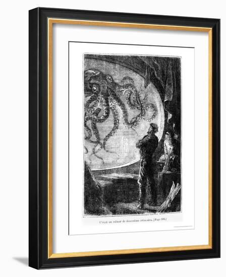 The Nautilus Passengers, Illustration from "20,000 Leagues under the Sea"-Alphonse Marie de Neuville-Framed Giclee Print