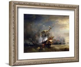 The Naval Battle Near Lizard Point, Cornwall on 21 October 1707-Théodore Gudin-Framed Giclee Print