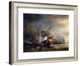 The Naval Battle Near Lizard Point, Cornwall on 21 October 1707-Théodore Gudin-Framed Giclee Print