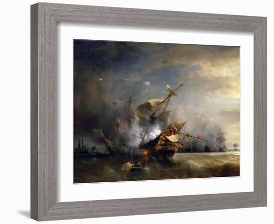 The Naval Battle Near Lizard Point, Cornwall on 21 October 1707-Théodore Gudin-Framed Giclee Print