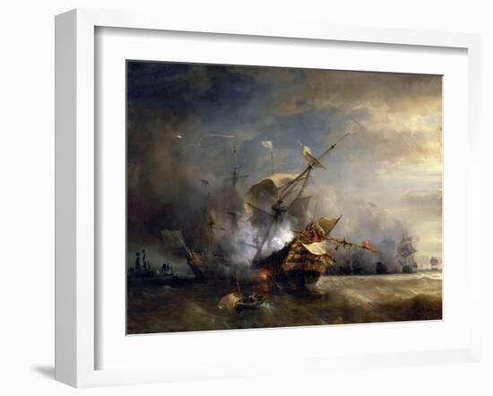 The Naval Battle Near Lizard Point, Cornwall on 21 October 1707-Théodore Gudin-Framed Giclee Print