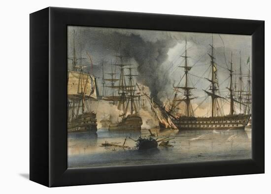 The Naval Battle of Navarino on 20 October 1827-George Philip Reinagle-Framed Premier Image Canvas