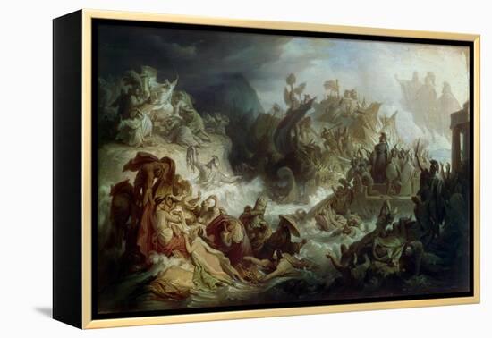 The Naval Battle of Salamis, about 1858-Wilhelm Von Kaulbach-Framed Premier Image Canvas