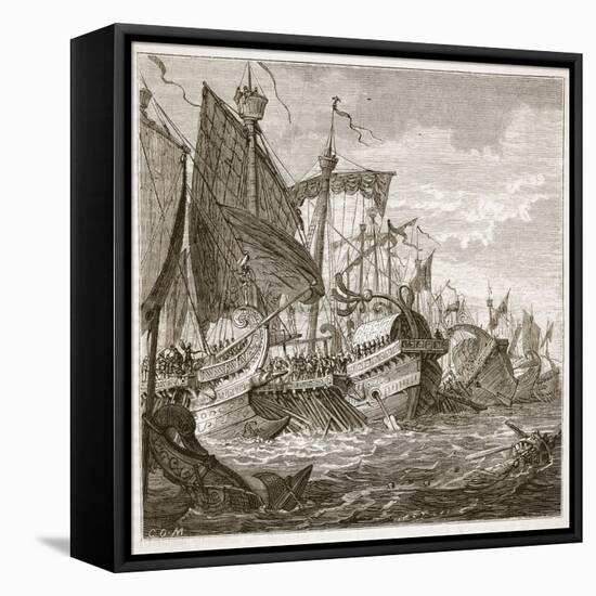 The Naval Battle Off Cape Pelorus (Litho)-English-Framed Premier Image Canvas