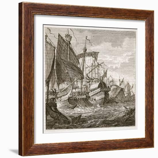 The Naval Battle Off Cape Pelorus (Litho)-English-Framed Giclee Print