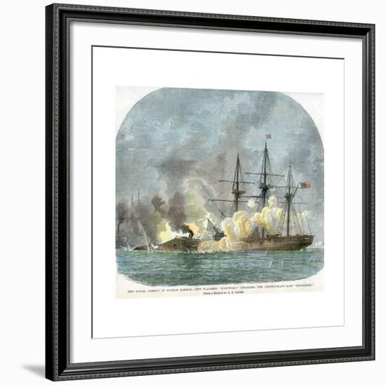 The Naval Combat in Mobile Harbour, Alabama, American Civil War, 5 August 1864-EB Hough-Framed Giclee Print