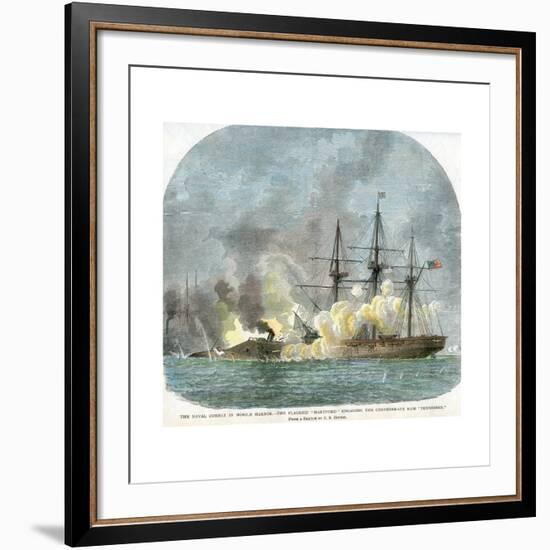 The Naval Combat in Mobile Harbour, Alabama, American Civil War, 5 August 1864-EB Hough-Framed Giclee Print