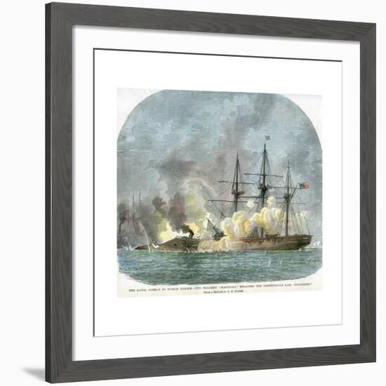 The Naval Combat in Mobile Harbour, Alabama, American Civil War, 5 August 1864-EB Hough-Framed Giclee Print