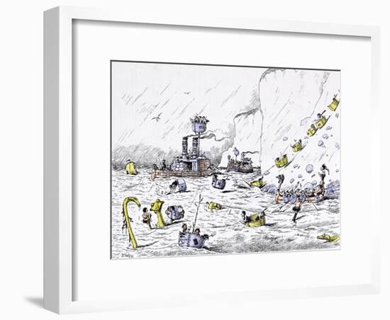 The Naval Manoeuvres Afforded Much Pleasurable Excitement to Those Concerned-Edward Tennyson Reed-Framed Giclee Print