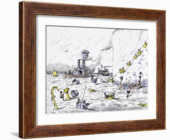 The Naval Manoeuvres Afforded Much Pleasurable Excitement to Those Concerned-Edward Tennyson Reed-Framed Giclee Print