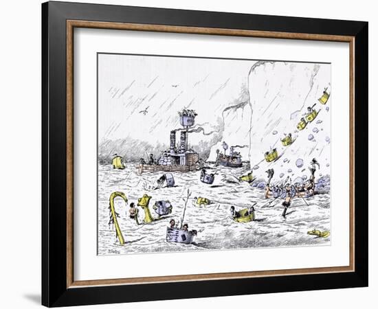 The Naval Manoeuvres Afforded Much Pleasurable Excitement to Those Concerned-Edward Tennyson Reed-Framed Giclee Print