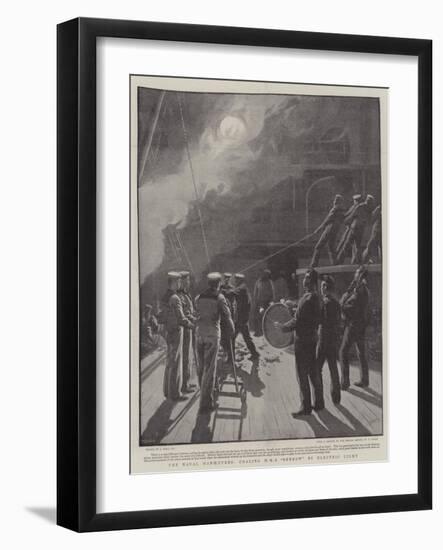 The Naval Manoeuvres, Coaling HMS Benbow by Electric Light-Joseph Nash-Framed Giclee Print