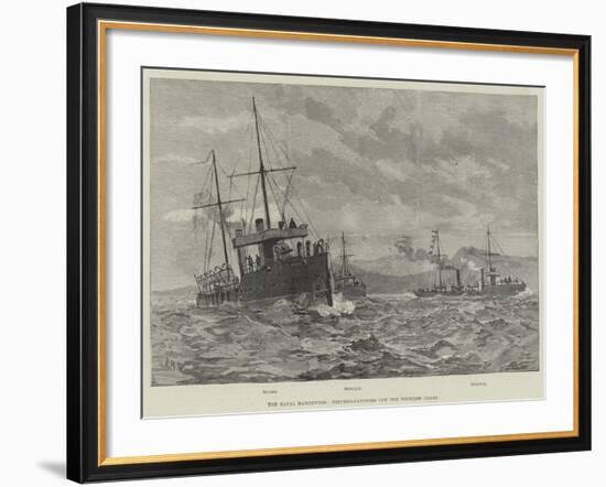 The Naval Manoeuvres, Torpedo-Catchers Off the Wicklow Coast-null-Framed Giclee Print