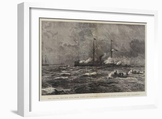 The Naval Review and Sham Fight at Portsmouth, Torpedo Boats Attacking the Colossus-William Lionel Wyllie-Framed Giclee Print