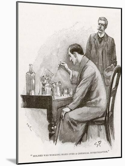 The Naval Treaty Holmes Busy with His Chemistry Apparatus at Baker Street-Sidney Paget-Mounted Photographic Print