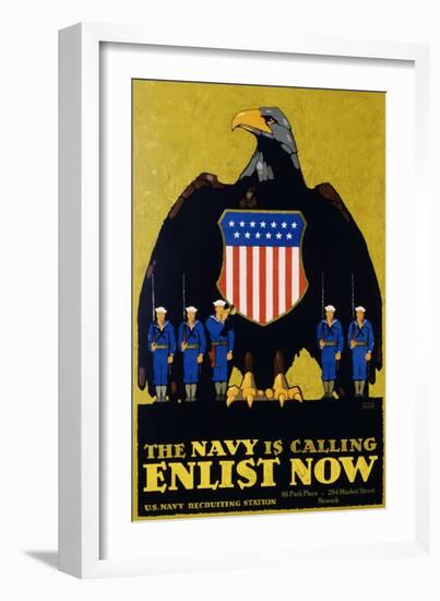 The Navy Is Calling - Enlist Now Poster-L.n. Britton-Framed Giclee Print