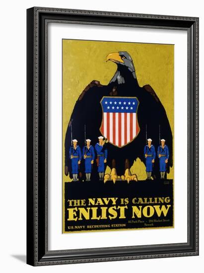 The Navy Is Calling - Enlist Now Poster-L.n. Britton-Framed Giclee Print