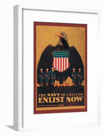 The Navy is Calling: Enlist Now-Britton-Framed Art Print