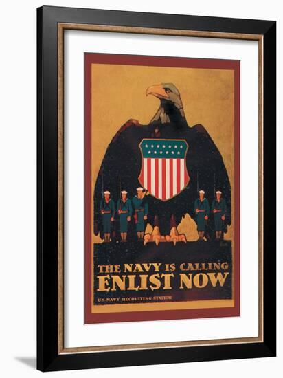 The Navy is Calling: Enlist Now-Britton-Framed Art Print