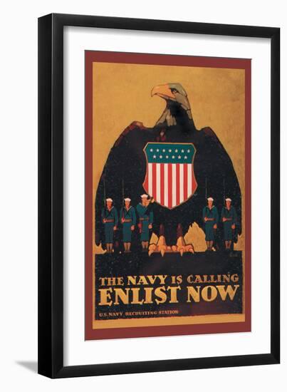 The Navy is Calling: Enlist Now-Britton-Framed Art Print