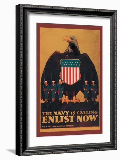 The Navy is Calling: Enlist Now-Britton-Framed Art Print