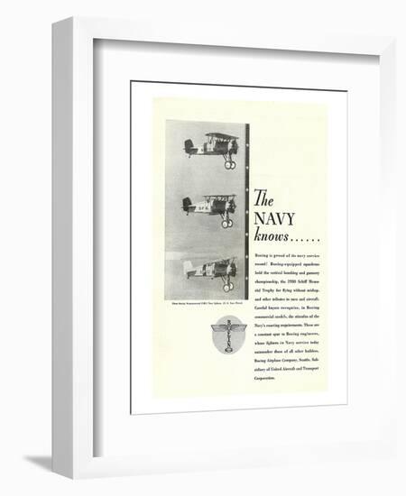 The Navy Knows Boeing ad-null-Framed Art Print