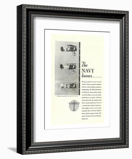 The Navy Knows Boeing ad-null-Framed Art Print