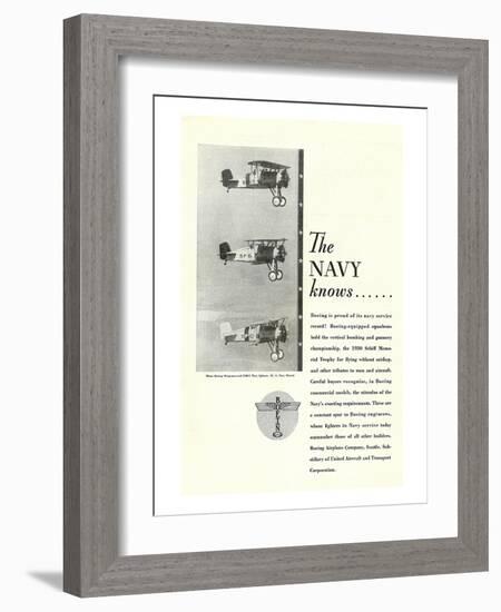 The Navy Knows Boeing ad-null-Framed Art Print