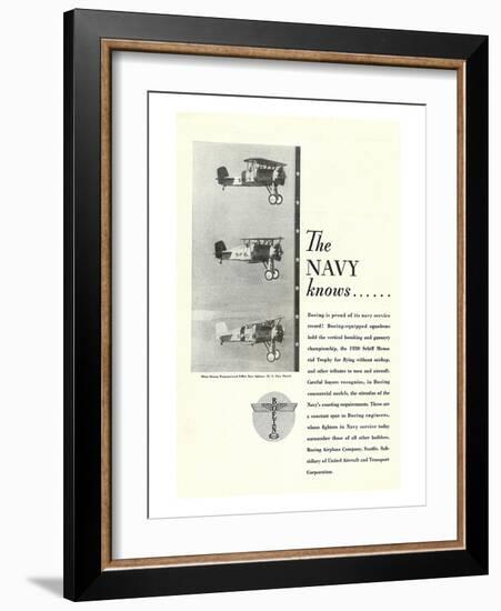 The Navy Knows Boeing ad-null-Framed Art Print