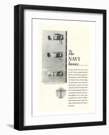 The Navy Knows Boeing ad-null-Framed Art Print