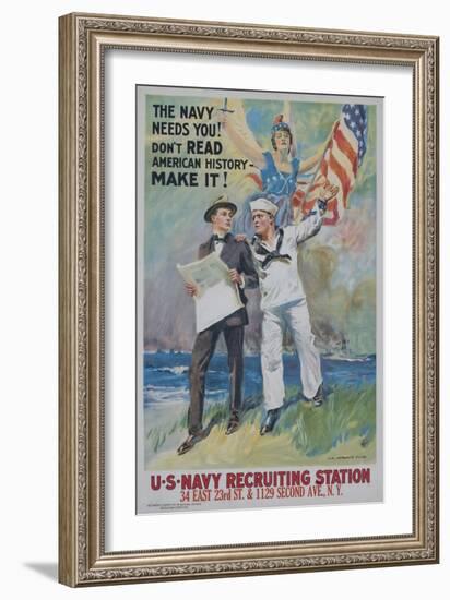 The Navy Needs You! Recruiting Poster-null-Framed Giclee Print