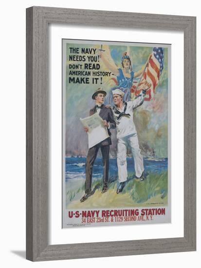 The Navy Needs You! Recruiting Poster-null-Framed Giclee Print