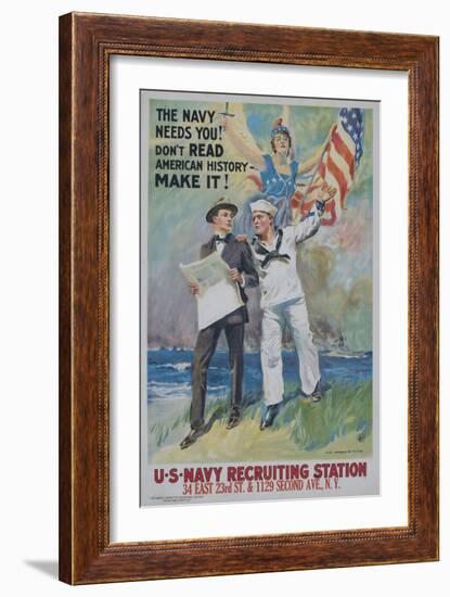 The Navy Needs You! Recruiting Poster-null-Framed Giclee Print