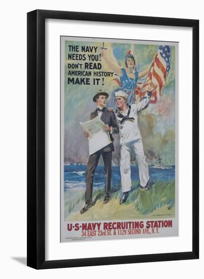 The Navy Needs You! Recruiting Poster-null-Framed Giclee Print