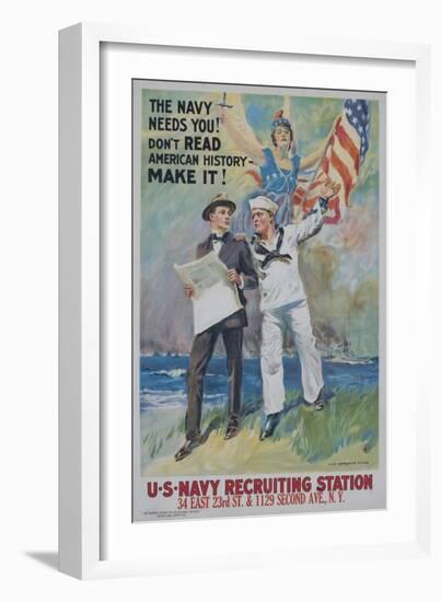 The Navy Needs You! Recruiting Poster-null-Framed Giclee Print