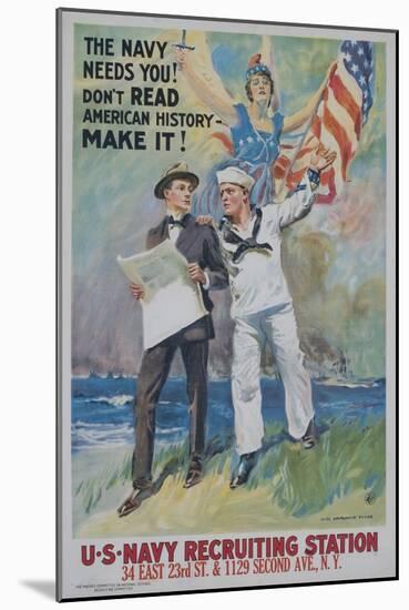 The Navy Needs You! Recruiting Poster-null-Mounted Giclee Print