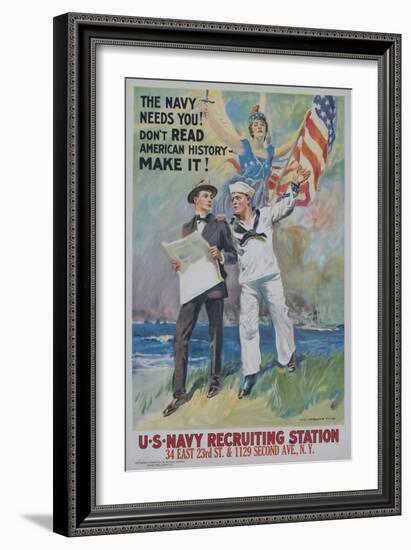 The Navy Needs You! Recruiting Poster-null-Framed Giclee Print