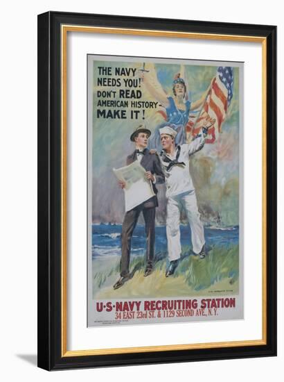 The Navy Needs You! Recruiting Poster-null-Framed Giclee Print