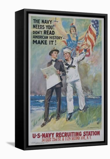 The Navy Needs You! Recruiting Poster-null-Framed Premier Image Canvas
