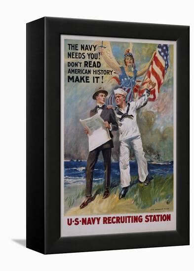 The Navy Needs You! U.S. Navy Recruiting Station Poster-James Montgomery Flagg-Framed Premier Image Canvas