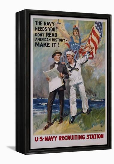 The Navy Needs You! U.S. Navy Recruiting Station Poster-James Montgomery Flagg-Framed Premier Image Canvas