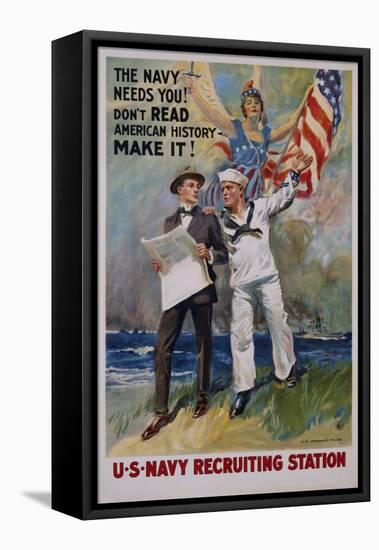 The Navy Needs You! U.S. Navy Recruiting Station Poster-James Montgomery Flagg-Framed Premier Image Canvas