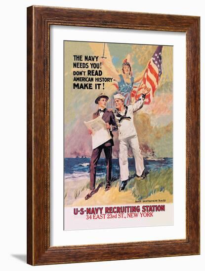 The Navy Needs You-James Montgomery Flagg-Framed Art Print